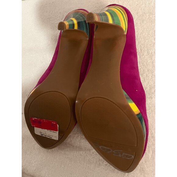 Nine West Women's Rocha Pink Suede Striped Heels - Picture 7 of 10